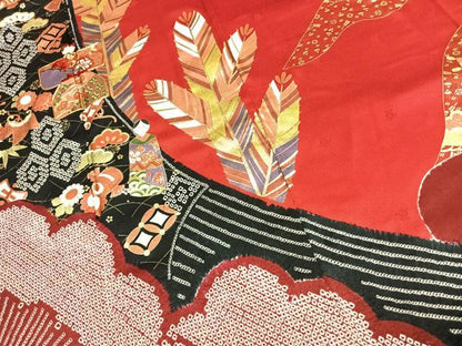 平和屋着物●豪華振袖　駒刺繍　絞り　吉祥文　金彩　正絹　逸品　AABJ4644fy