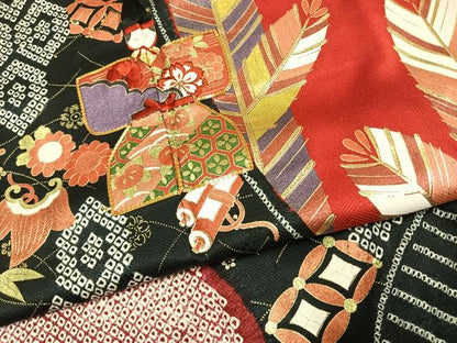 平和屋着物●豪華振袖　駒刺繍　絞り　吉祥文　金彩　正絹　逸品　AABJ4644fy