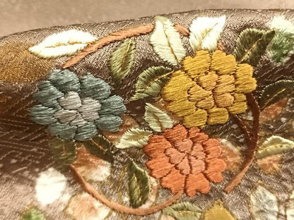 平和屋着物●訪問着　刺繍　草花文　金糸　正絹　逸品　AABJ4645fy