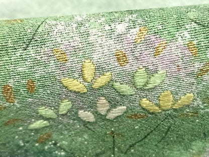 平和屋着物●訪問着　作家物　手描き　刺繍　風景文　暈し染め　金彩　ロング丈　正絹　逸品　AABJ4646fy