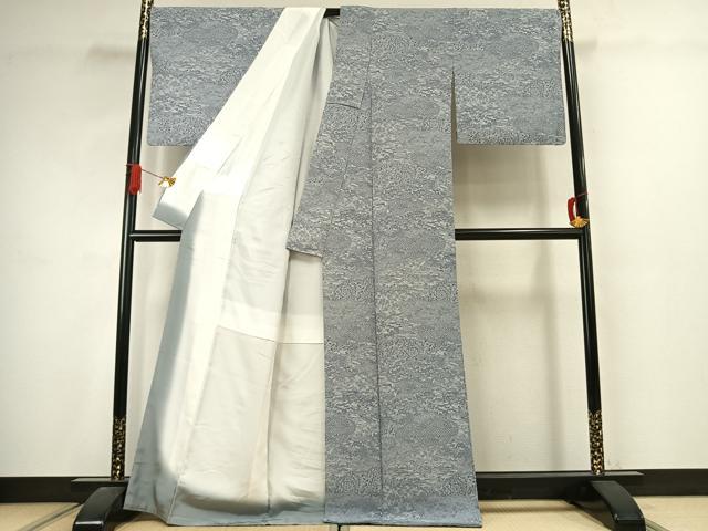 平和屋着物●江戸小紋　彫士：住田双光・染士：久保伊智郎　風景文　丹後ちりめん　反端付き　正絹　逸品　AABJ4647fy