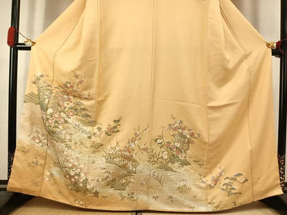 平和屋着物●訪問着　御所車花文　暈し染め　金彩　正絹　逸品　AABJ4648fy