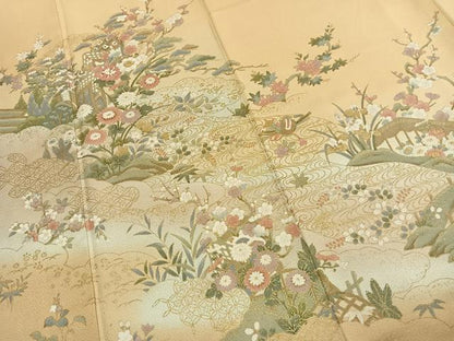 平和屋着物●訪問着　御所車花文　暈し染め　金彩　正絹　逸品　AABJ4648fy