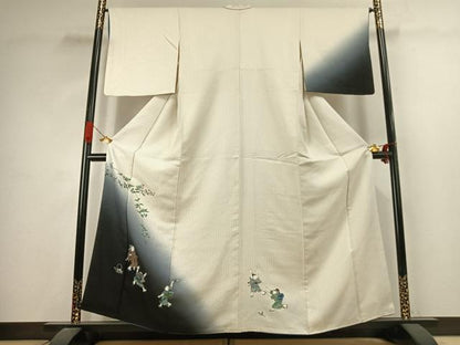 平和屋着物●訪問着　人物花文　暈し染め　金彩　正絹　逸品　AABJ4653fy