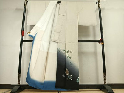 平和屋着物●訪問着　人物花文　暈し染め　金彩　正絹　逸品　AABJ4653fy