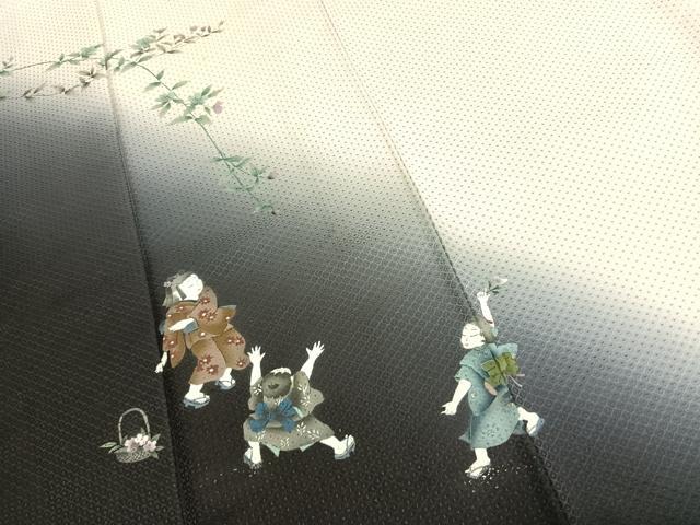 平和屋着物●訪問着　人物花文　暈し染め　金彩　正絹　逸品　AABJ4653fy