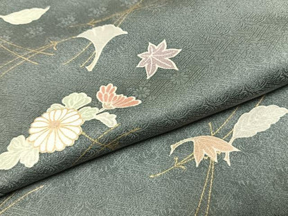 平和屋着物●上質な小紋　草花文　金彩　ますいわ屋扱い　正絹　逸品　AABJ4654fy