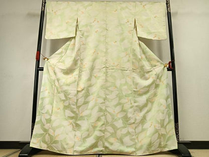 平和屋着物●上質な小紋　地紋起こし　枝葉文　正絹　逸品　AABJ4665fy