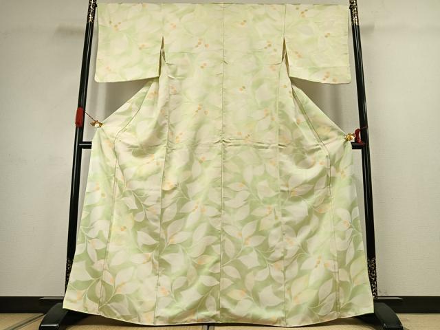 平和屋着物●上質な小紋　地紋起こし　枝葉文　正絹　逸品　AABJ4665fy