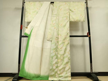 平和屋着物●上質な小紋　地紋起こし　枝葉文　正絹　逸品　AABJ4665fy