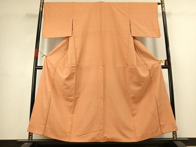 平和屋着物●結城紬　色無地　小麦色　正絹　逸品　AABJ4666fy