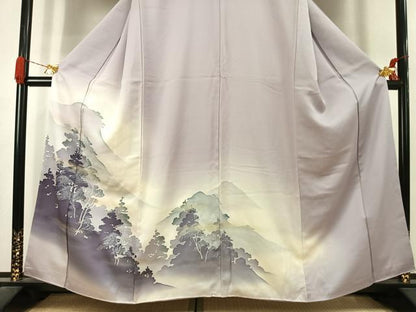 平和屋着物●訪問着　風景樹林文　暈し染め　金銀彩　正絹　逸品　AABJ4669fy