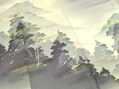 平和屋着物●訪問着　風景樹林文　暈し染め　金銀彩　正絹　逸品　AABJ4669fy