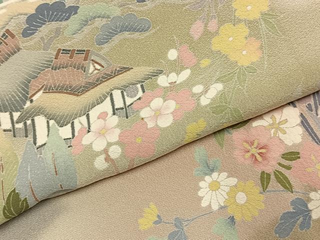 平和屋着物●訪問着　友禅　作家物　風景花文　暈し染め　正絹　逸品　AABJ4671fy