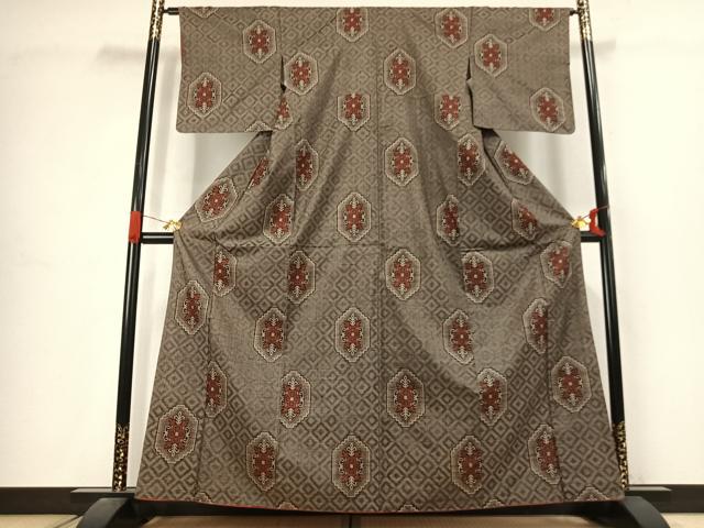 平和屋着物●本場大島紬　龍郷絣　正絹　逸品　AABJ4673fy