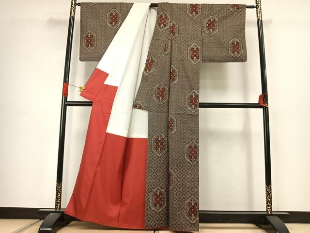平和屋着物●本場大島紬　龍郷絣　正絹　逸品　AABJ4673fy