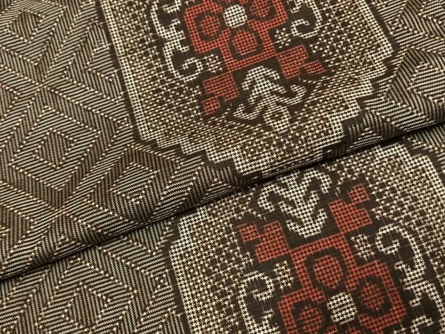 平和屋着物●本場大島紬　龍郷絣　正絹　逸品　AABJ4673fy