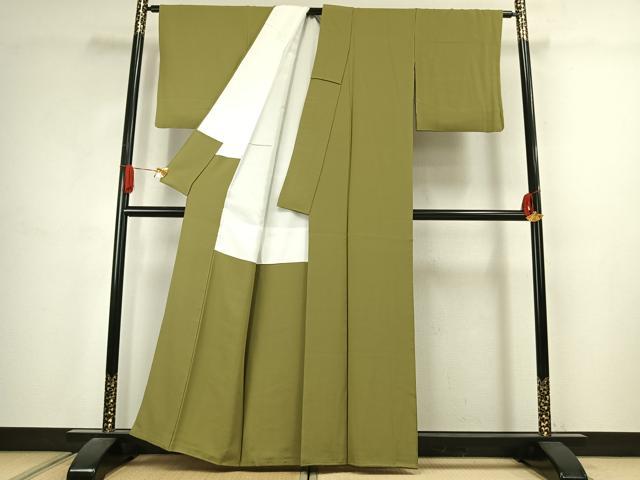 平和屋着物●上質な色無地　根岸色　正絹　逸品　AABJ4674fy