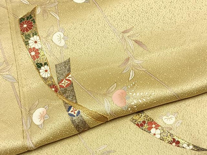 平和屋着物●訪問着　駒刺繍　熨斗花文　金彩　鈴乃屋扱い　正絹　逸品　AABJ4675fy