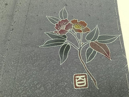 平和屋着物●京加賀友禅　百貫達雄　色無地　霞地紋　薄色　正絹　逸品　未使用　AABJ4676fy
