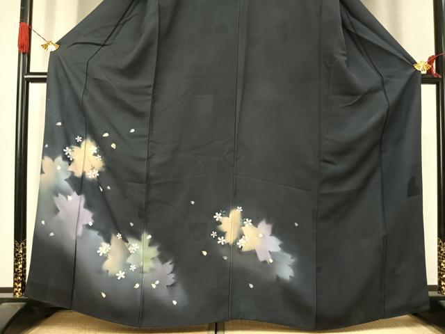 平和屋着物●訪問着　手描き　舞桜文　暈し染め　金彩　さが美扱い　正絹　逸品　AABJ4677fy