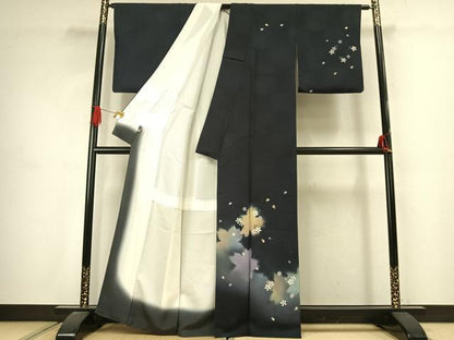 平和屋着物●訪問着　手描き　舞桜文　暈し染め　金彩　さが美扱い　正絹　逸品　AABJ4677fy