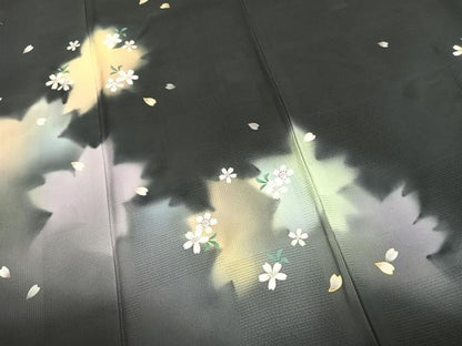 平和屋着物●訪問着　手描き　舞桜文　暈し染め　金彩　さが美扱い　正絹　逸品　AABJ4677fy