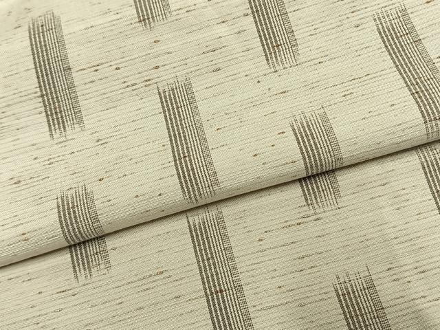 平和屋着物●ぜんまい紬　幾何学文様　反端付き　正絹　逸品　AABJ4678fy