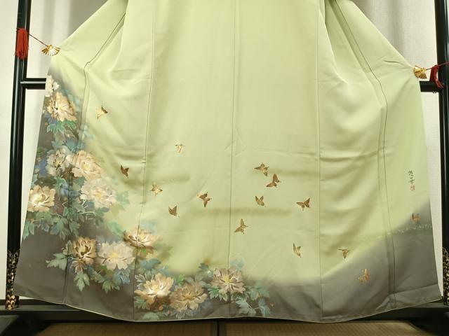 平和屋着物●訪問着　作家物　花蝶文　暈し染め　金銀彩　正絹　逸品　AABJ4679fy