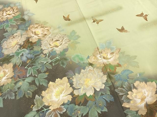平和屋着物●訪問着　作家物　花蝶文　暈し染め　金銀彩　正絹　逸品　AABJ4679fy
