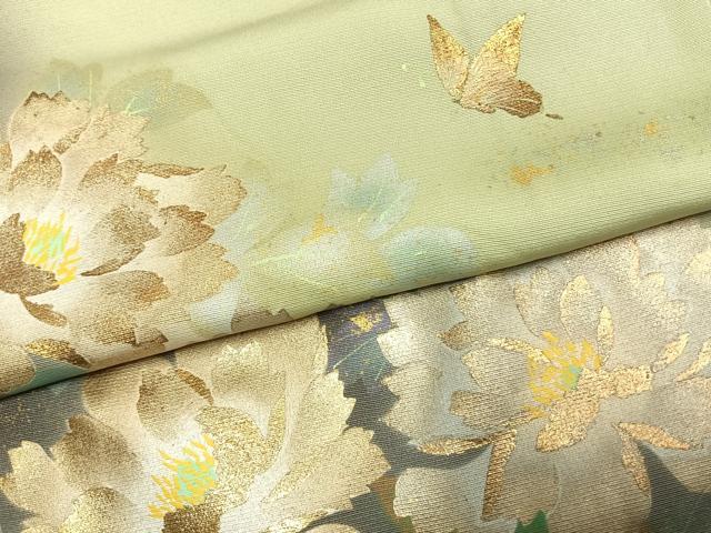 平和屋着物●訪問着　作家物　花蝶文　暈し染め　金銀彩　正絹　逸品　AABJ4679fy