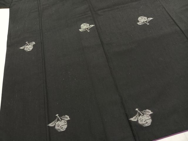 平和屋着物●上質な紬　成り物　黒地　正絹　逸品　AABJ4682fy