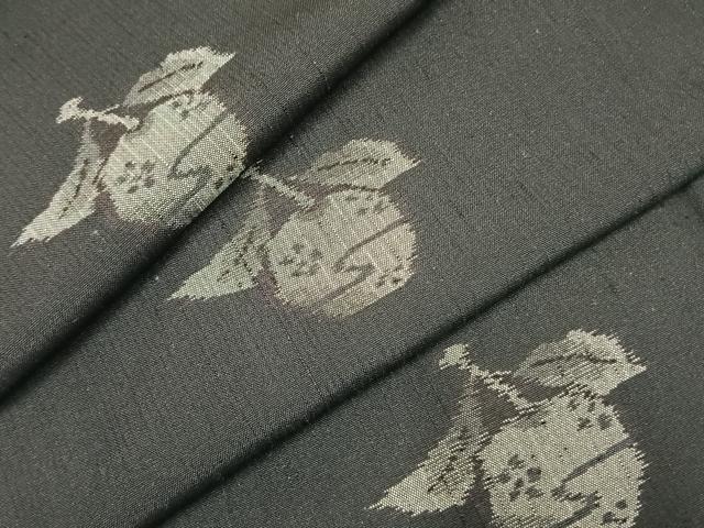 平和屋着物●上質な紬　成り物　黒地　正絹　逸品　AABJ4682fy