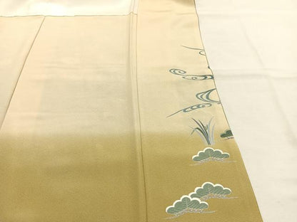 平和屋着物●十日町友禅作家　一梗　訪問着　地紙花文　暈し染め　正絹　逸品　未使用　AABJ4683fy