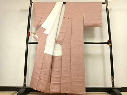 平和屋着物●上質な色無地　草花地紋　ときがら茶色　やまと誂製　正絹　逸品　未使用　AABJ4684fy