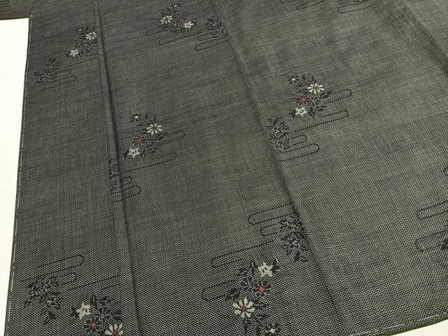 平和屋着物●本場大島紬　一元7マルキ　草花文　正絹　逸品　未使用　AABJ4690fy