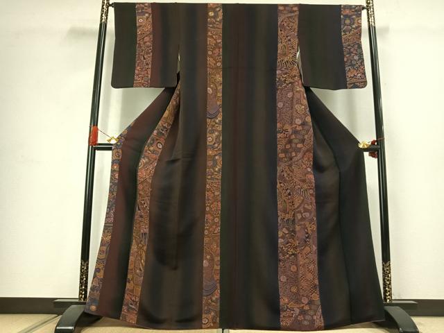 平和屋着物●訪問着　総刺繍　駒刺繍　花間道　鬼しぼ縮緬　正絹　逸品　AABJ4693fy