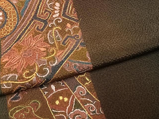 平和屋着物●訪問着　総刺繍　駒刺繍　花間道　鬼しぼ縮緬　正絹　逸品　AABJ4693fy