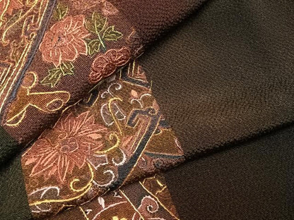 平和屋着物●訪問着　総刺繍　駒刺繍　花間道　鬼しぼ縮緬　正絹　逸品　AABJ4693fy