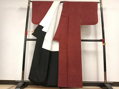 平和屋着物●上質な紬　絞り　幾何学文様　正絹　逸品　AABJ4698fy