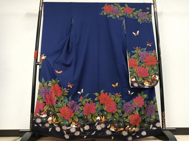 平和屋着物●豪華振袖　舞蝶花鳥文　金彩　正絹　逸品　AABJ4699fy