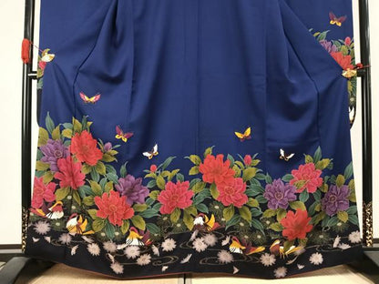 平和屋着物●豪華振袖　舞蝶花鳥文　金彩　正絹　逸品　AABJ4699fy