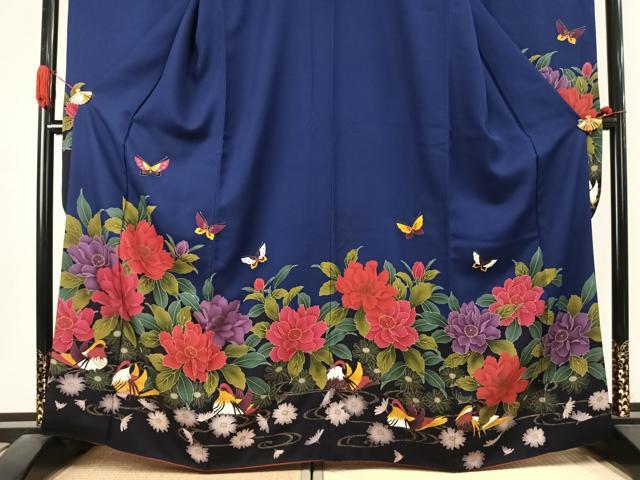 平和屋着物●豪華振袖　舞蝶花鳥文　金彩　正絹　逸品　AABJ4699fy