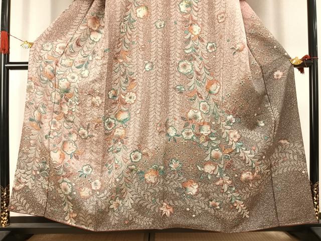 平和屋着物●訪問着　辻が花　金彩　銀通し地　正絹　逸品　AABJ4701fy