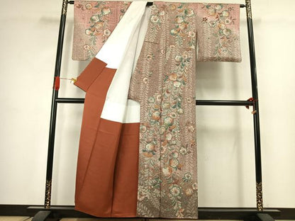 平和屋着物●訪問着　辻が花　金彩　銀通し地　正絹　逸品　AABJ4701fy