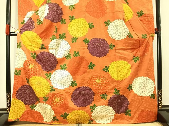 平和屋着物●豪華振袖　駒刺繍　草花文　金彩　正絹　逸品　AABJ4702fy