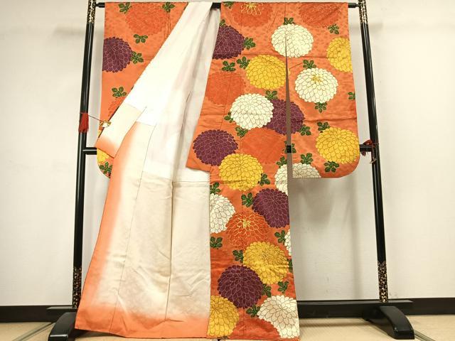 平和屋着物●豪華振袖　駒刺繍　草花文　金彩　正絹　逸品　AABJ4702fy