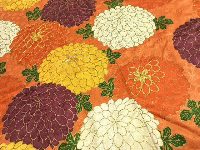 平和屋着物●豪華振袖　駒刺繍　草花文　金彩　正絹　逸品　AABJ4702fy