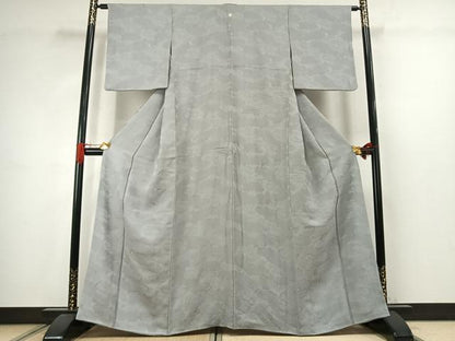 平和屋着物●上質な色無地　雲取り地紋　蕎麦切色　正絹　逸品　AABJ4704fy
