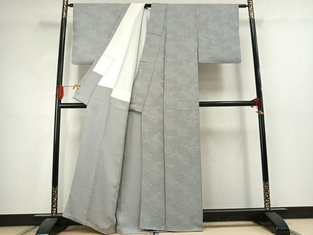 平和屋着物●上質な色無地　雲取り地紋　蕎麦切色　正絹　逸品　AABJ4704fy